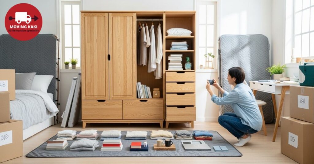  Preparing furniture for disassembly by clearing space and removing drawers
