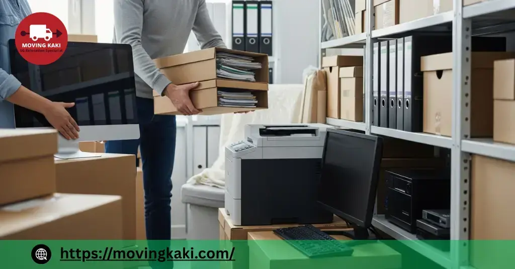Securing expensive IT hardware to use storage units during office relocation, ensuring printers and monitors are safe from damage