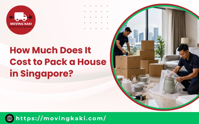 Movers packing boxes and wrapping glassware to show the cost to pack a house in Singapore