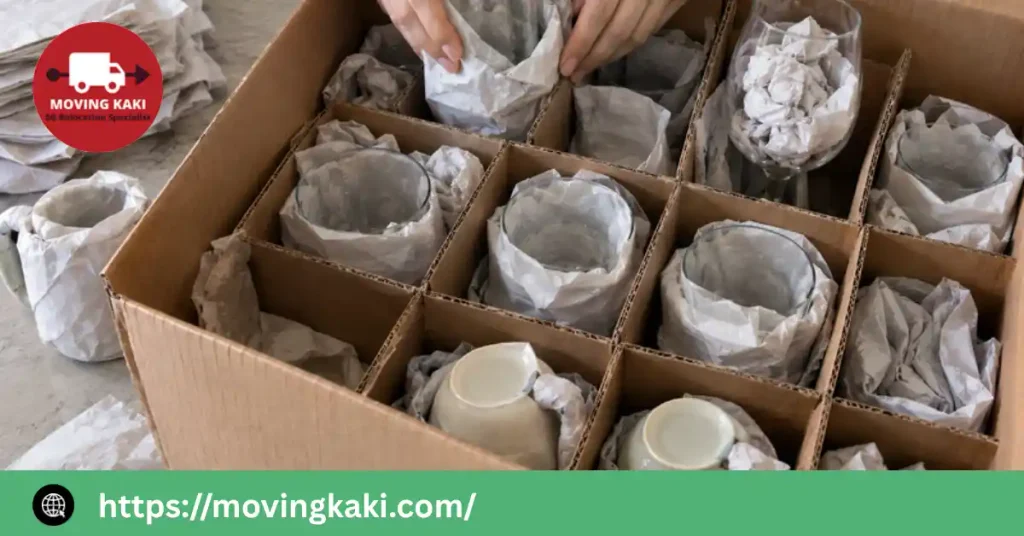 packing glasses and cups for moving